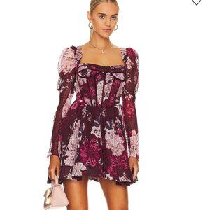 Bardot Evermore Corset Mini Dress in Burgundy Floral